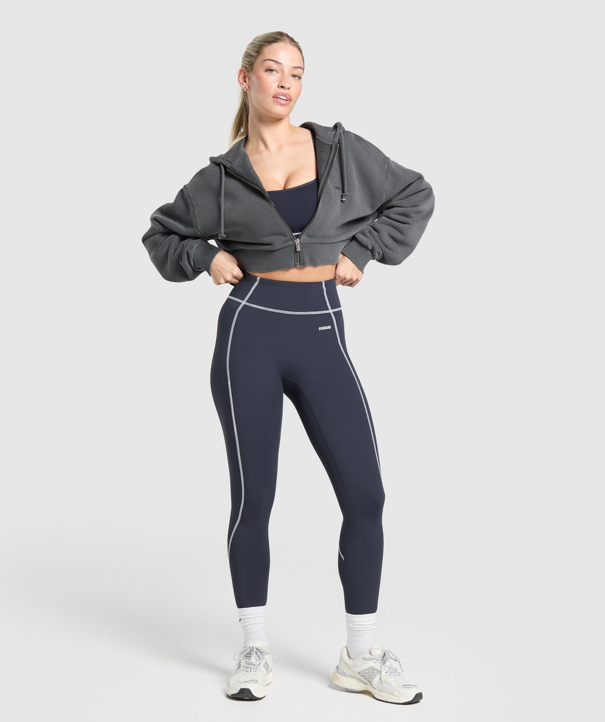 Gymshark Retro Contrast Stitch Legging - Heavy Blue/White