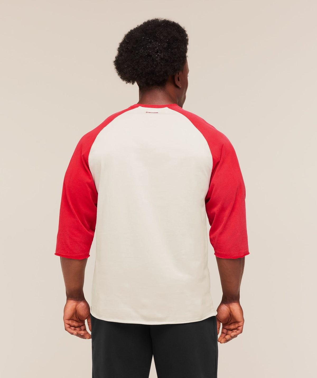 Gymshark Retro Collegiate 3/4 Sleeve Tee - Tinted White/Athletic Red
