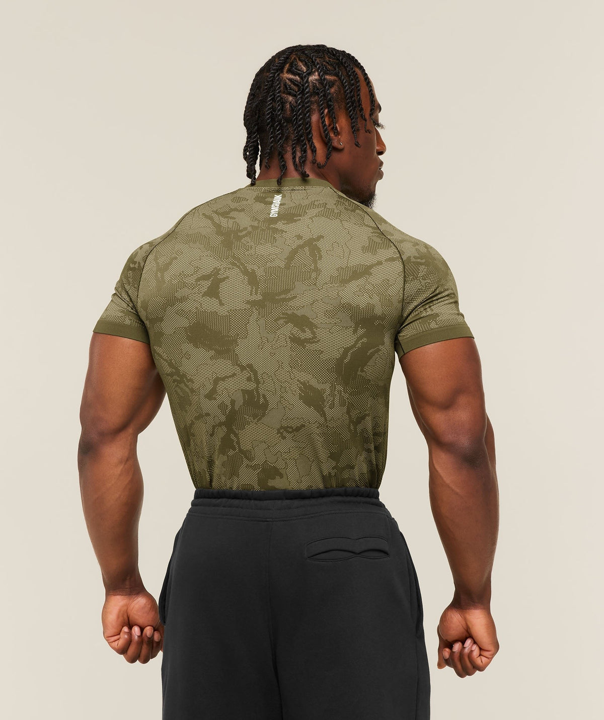 Gymshark Geo Seamless Tee - Canvas Green/Chalk Beige