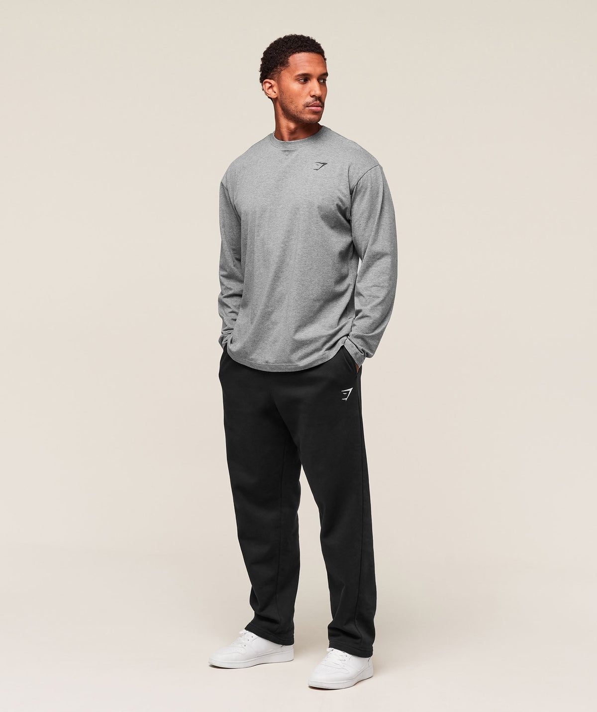 Gymshark Essential Oversized Long Sleeve Tee - Charcoal Core Marl