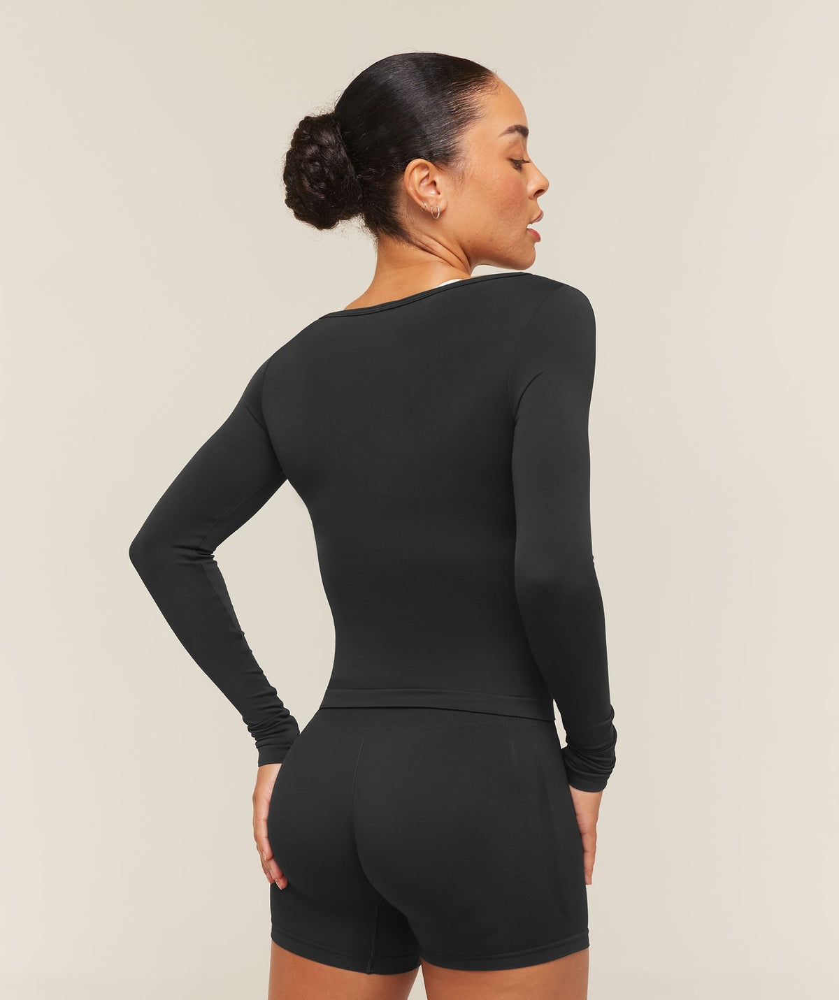 Gymshark Everyday Seamless Wide Neck Long Sleeve Top - Black