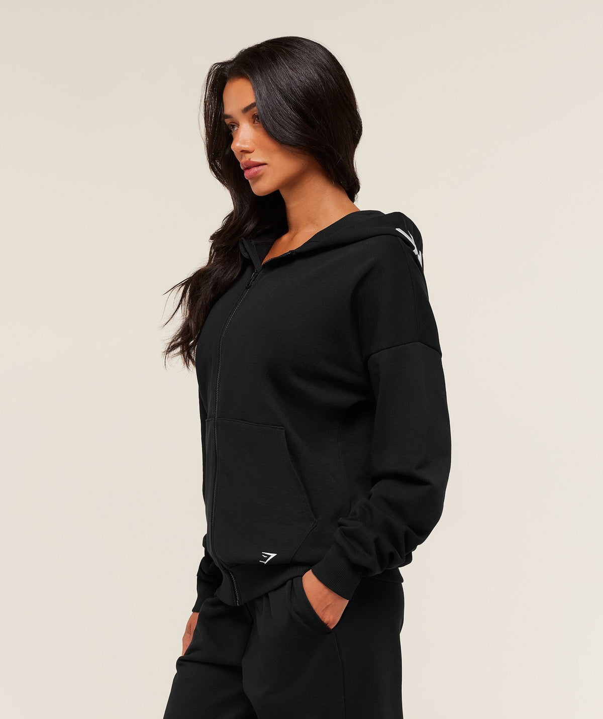 Gymshark Embroidered Zip Up Hoodie - Black