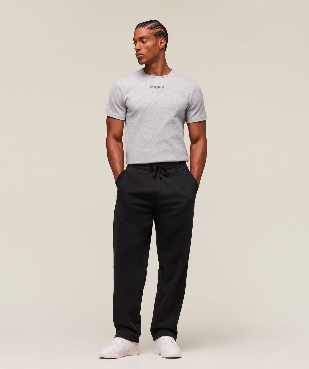 Gymshark Premium Ribbed Tee - Light Grey Core Marl
