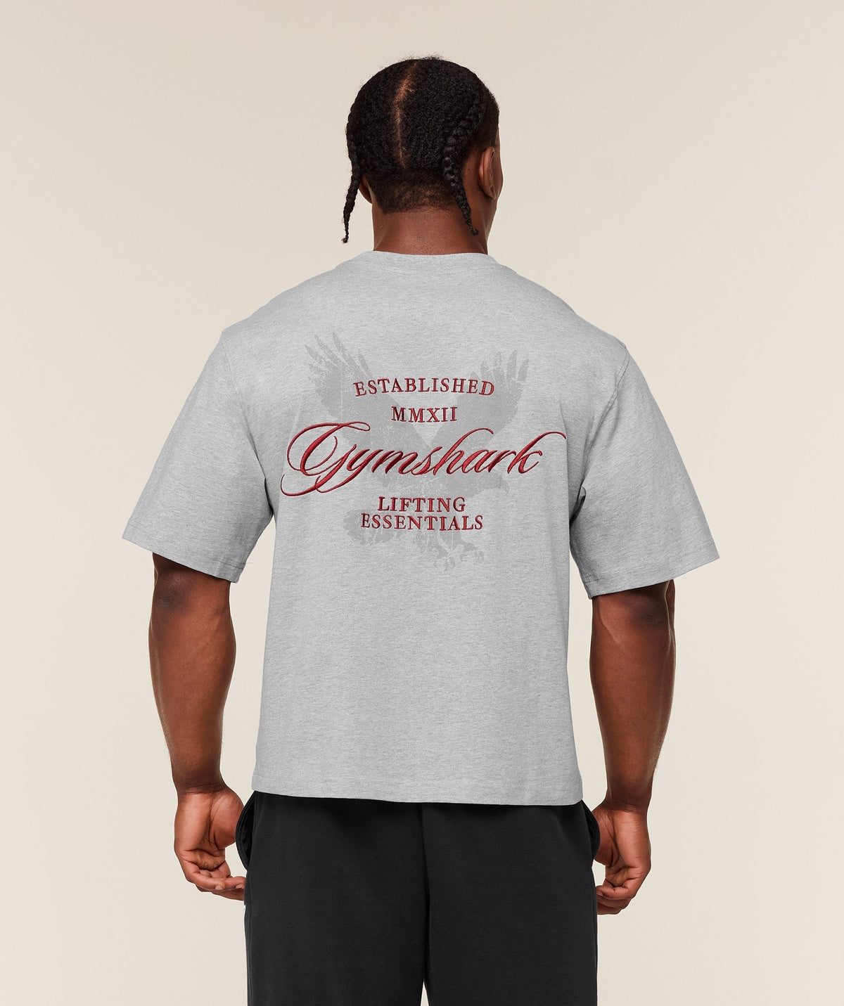 Gymshark Eagle Script Graphic Tee - Light Grey Core Marl