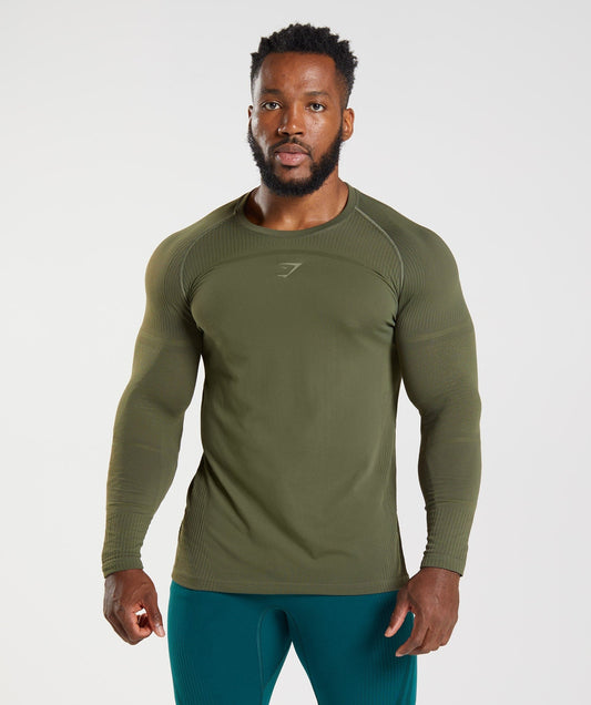 Gymshark 315 Long Sleeve Tee - Core Olive/Marsh Green