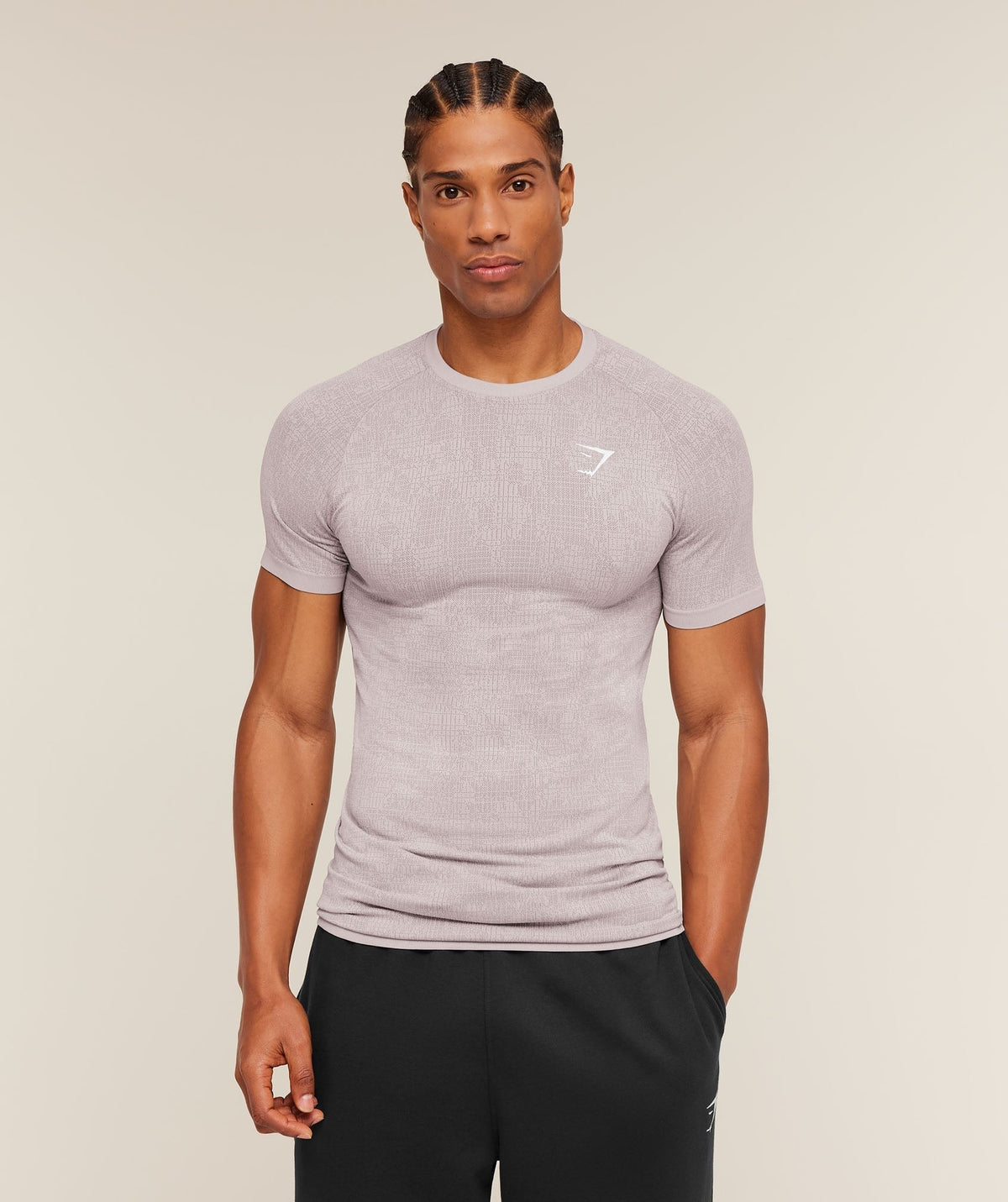 Gymshark Geo Seamless Grid Tee - Dawn Purple/Dusk Purple
