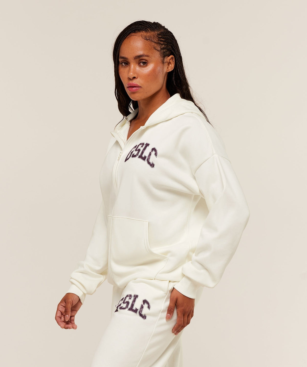 Gymshark GSLC Graphic Zip Up Hoodie - Soft White