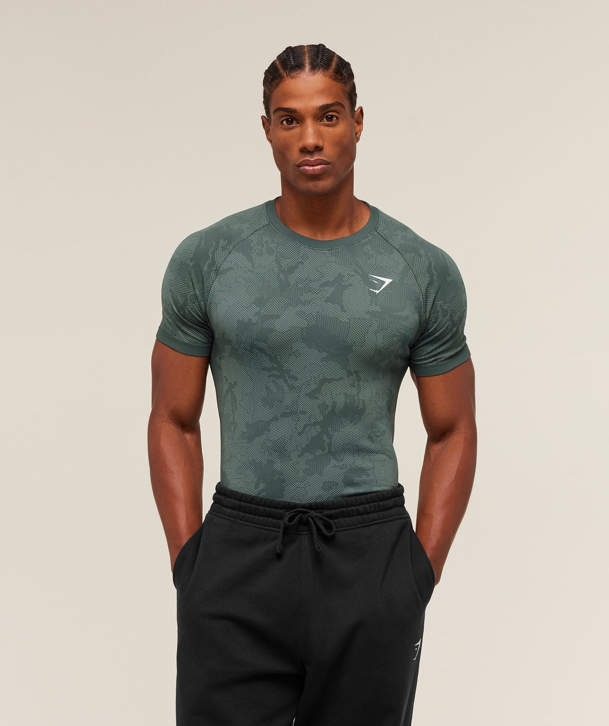 Gymshark Geo Seamless Tee - Slate Teal/Denim Grey