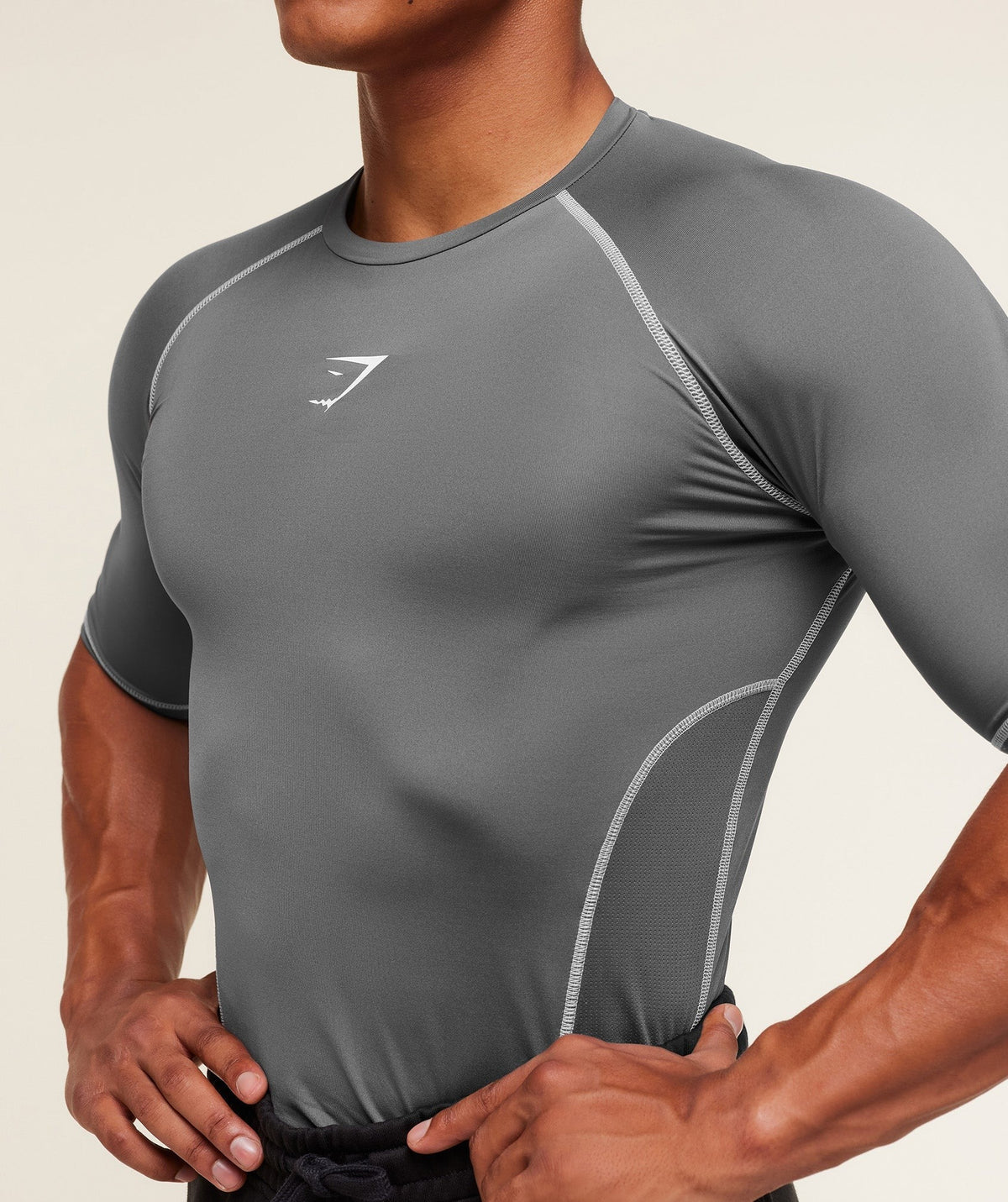 Gymshark Element Baselayer Tee - Pitch Grey/White