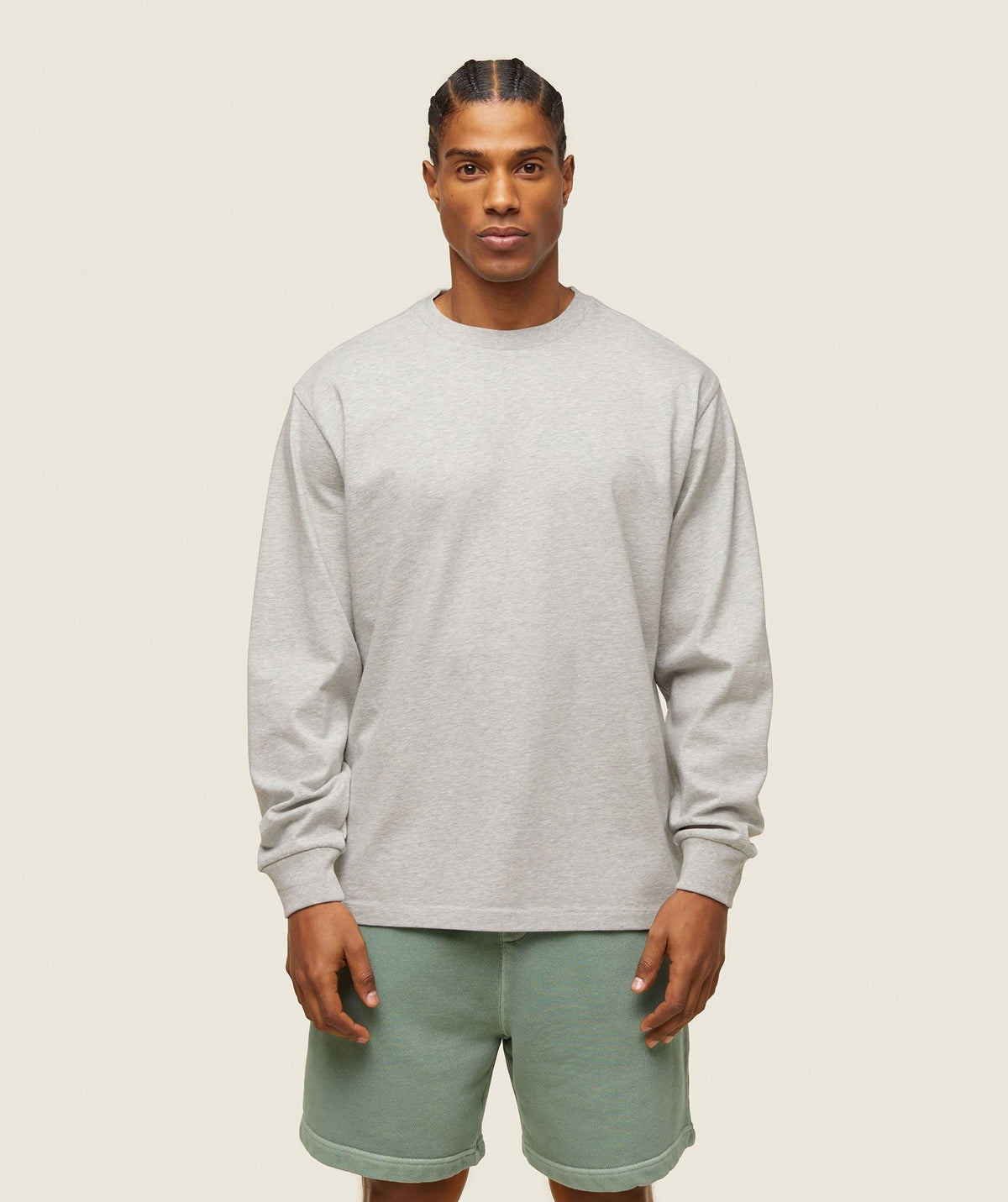 Gymshark Lifestyle Relaxed Long Sleeve Tee - Light Grey Core Marl