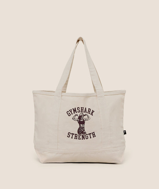 Gymshark Strength Graphic Tote Bag - Ecru White