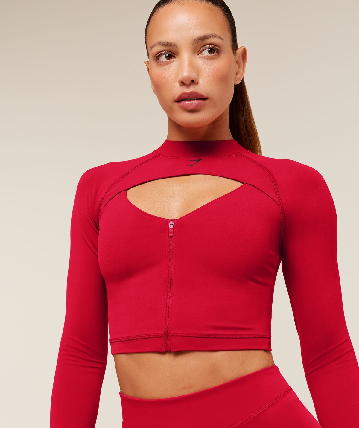 Gymshark Dipped Long Sleeve 1/4 Zip Jacket - Carmine Red