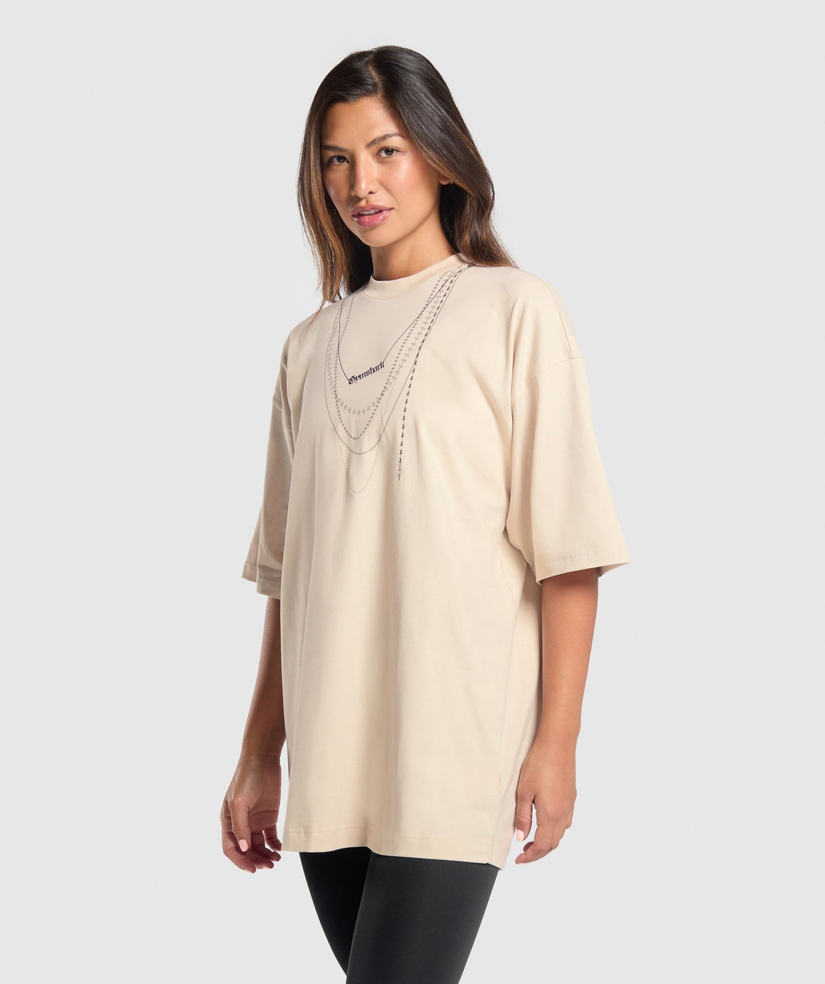 Gymshark Elevate Chain Oversized Tee - Cream Beige