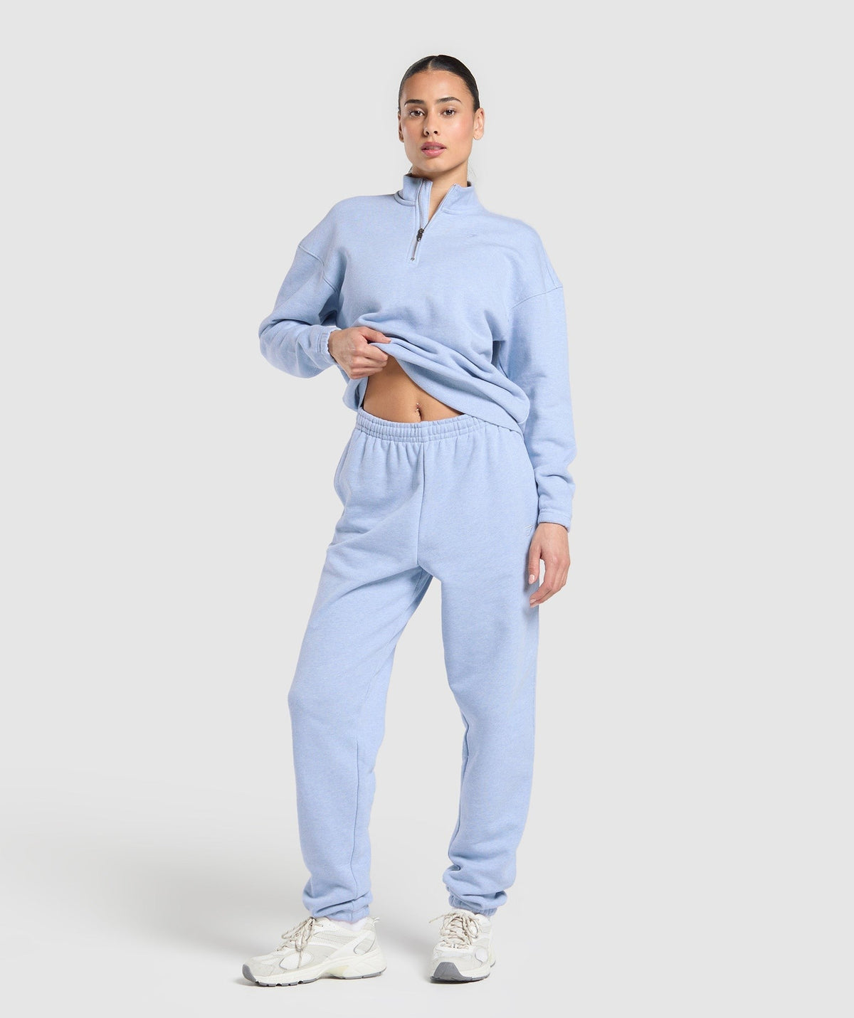 Gymshark Rest Day Sweats 2.0 1/4 Zip Pullover - Bros Gentle Blue Marl