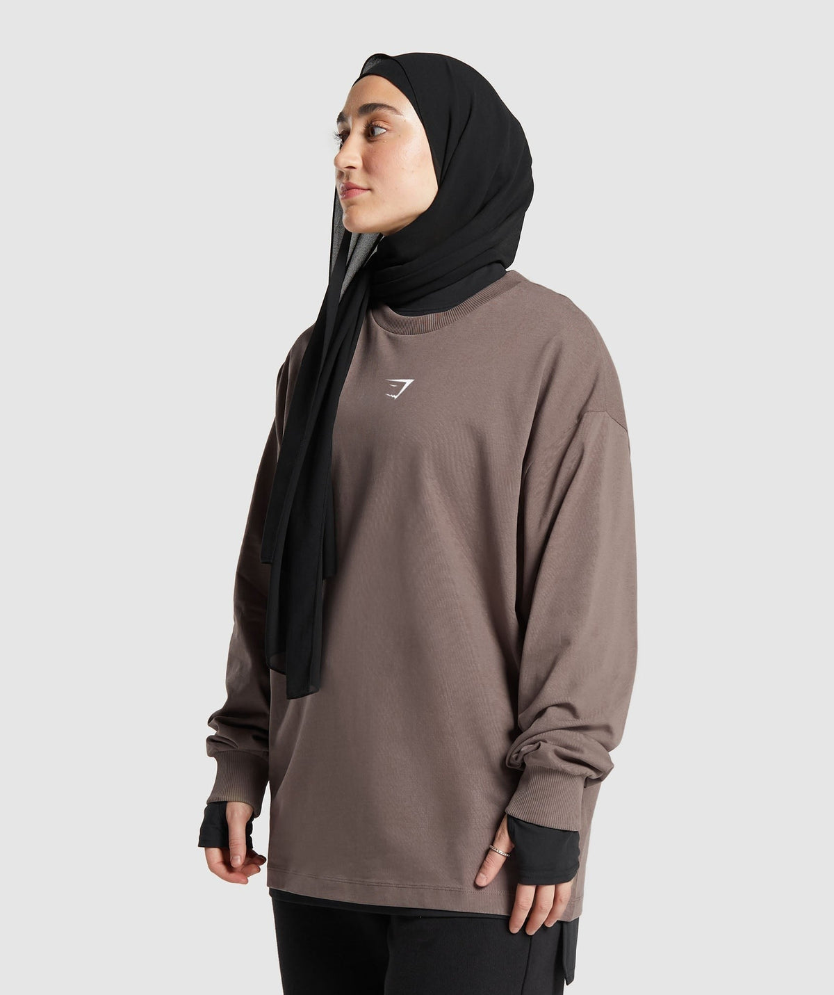 Gymshark X Leana Deeb Graphic Oversized Long Sleeve Top - Brown