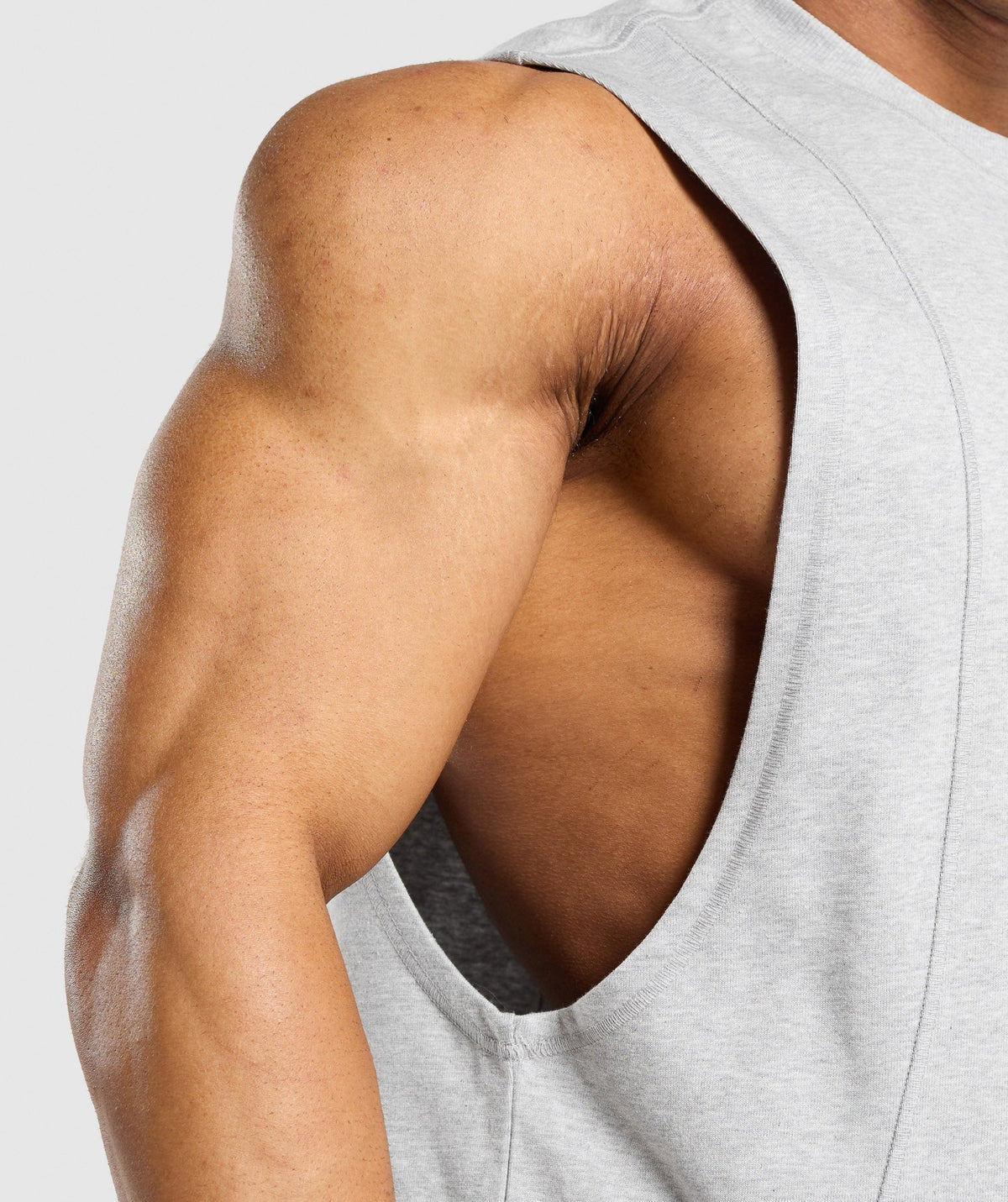 Gymshark Premium Lifting Boxy Cut Off Tank - Light Grey Marl