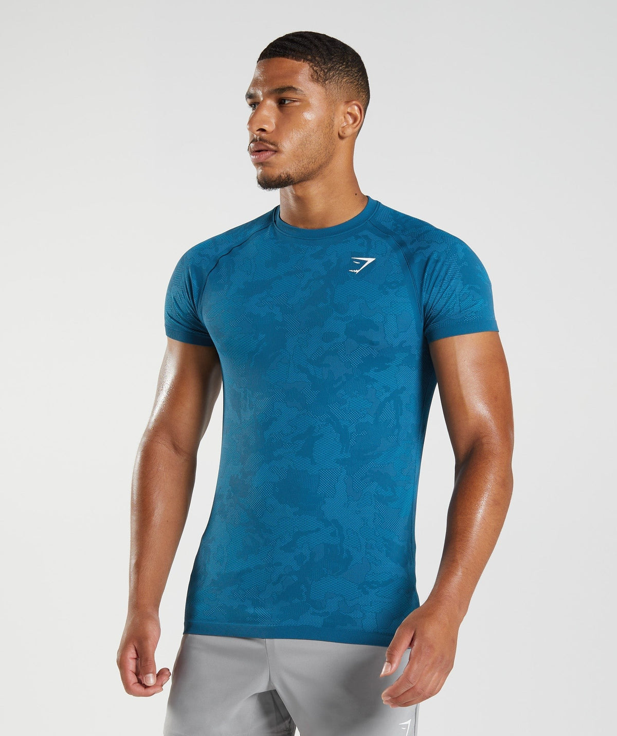 Gymshark Geo Seamless Tee - Atlantic Blue/Shark Blue