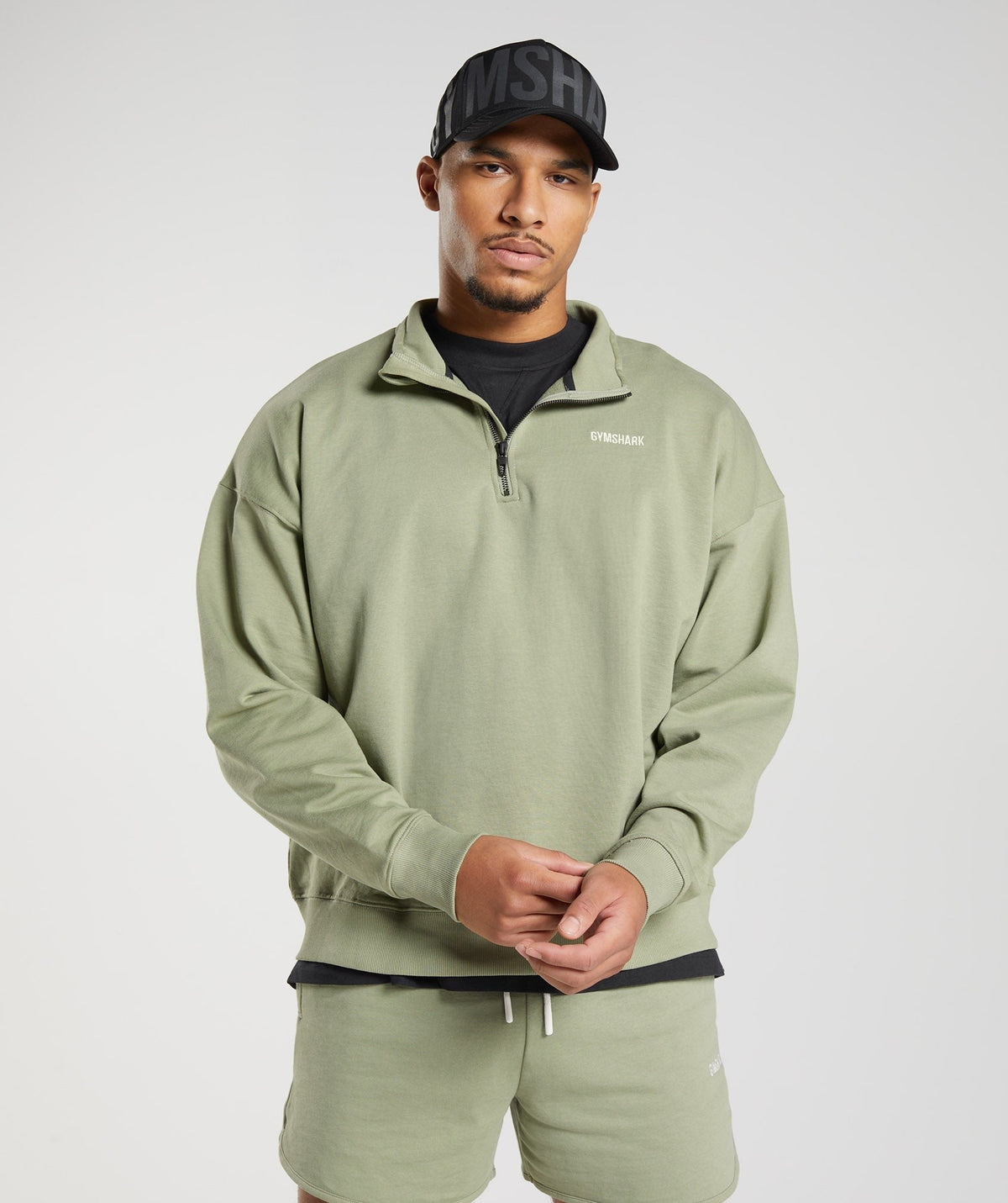 Gymshark Rest Day Sweats 1/4 Zip - Sage Green
