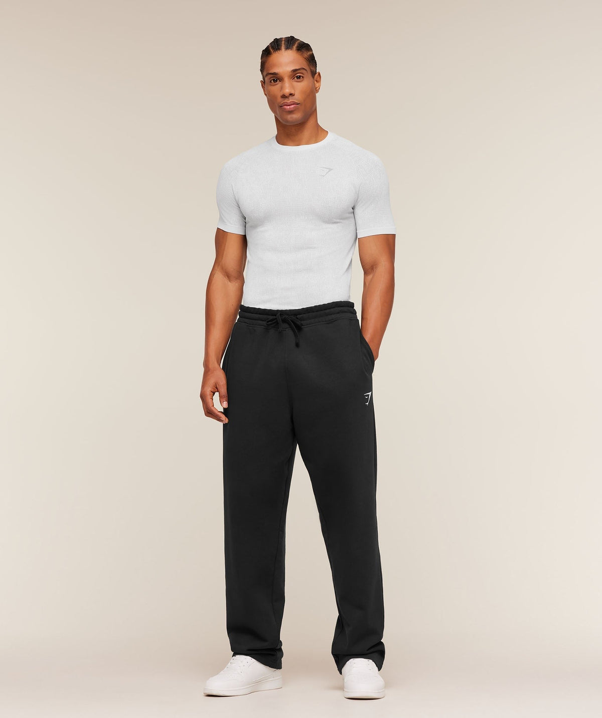 Gymshark Geo Seamless Grid Tee - White/Silver Grey