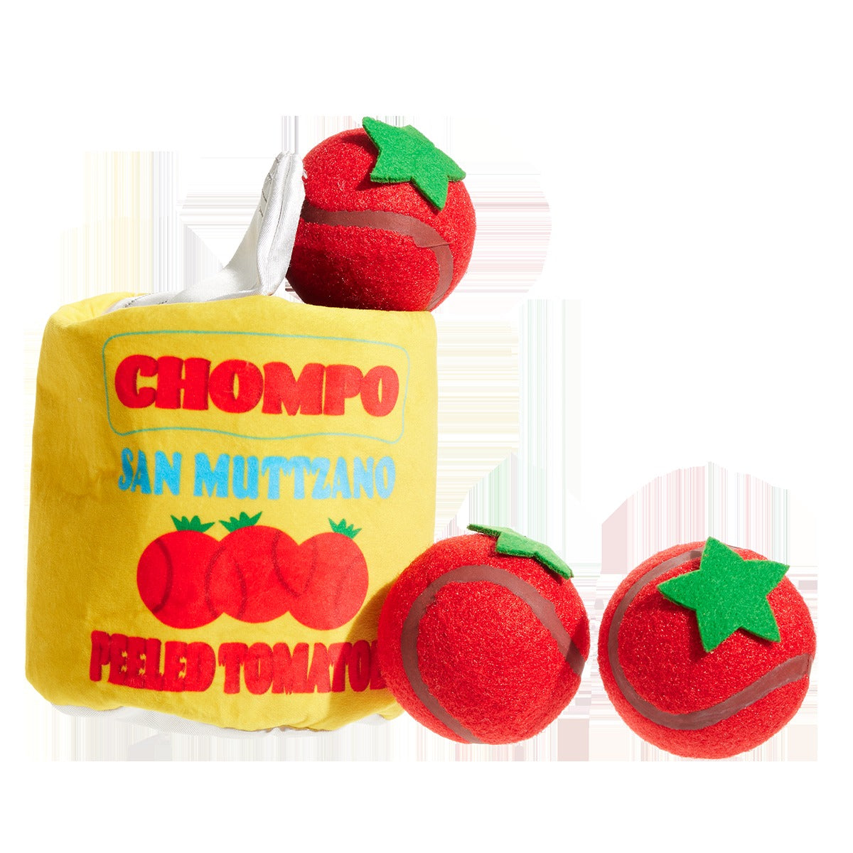San Muttzano Tomatoes Plush Multi-Part Enrichment + Fetch Dog Toy