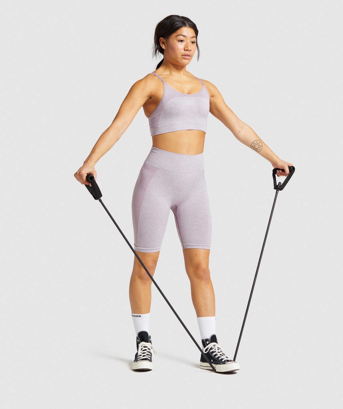 Gymshark Flex Cycling Shorts - Purple Marl/Grey