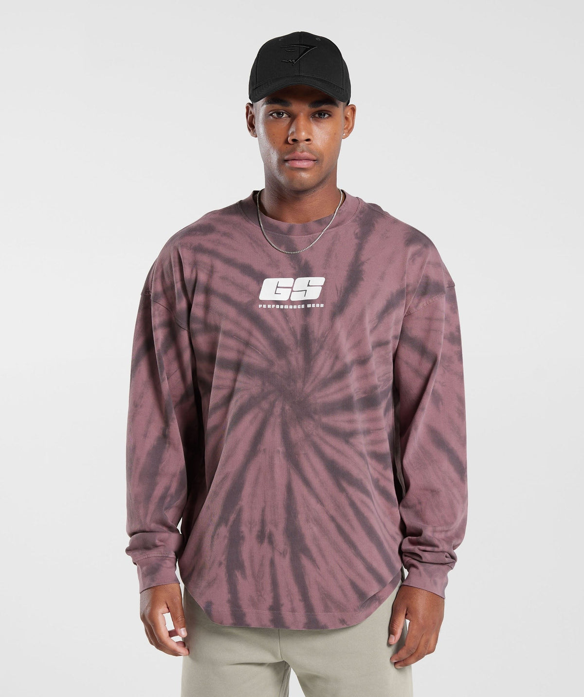 Gymshark Rest Day Long Sleeve Tee - Dusty Maroon/Silhouette Grey/Spiral Optic Wash