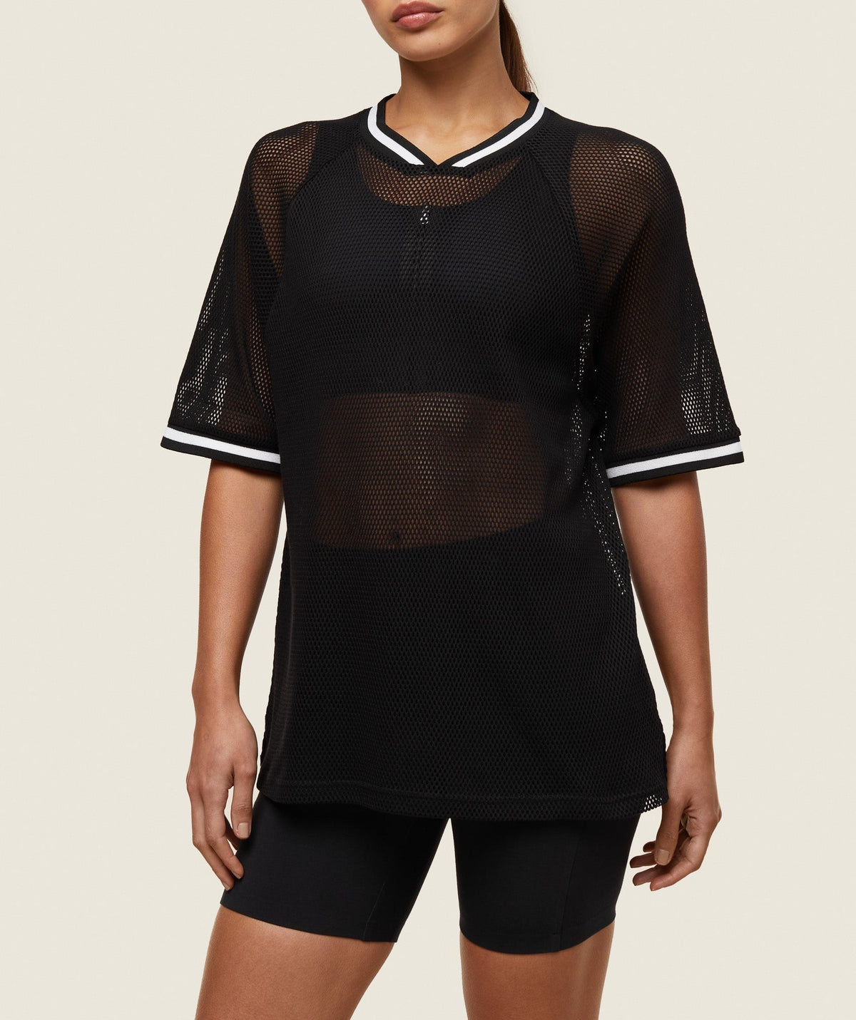 Gymshark Abstract Trend Mesh Tee - Black/Soft White