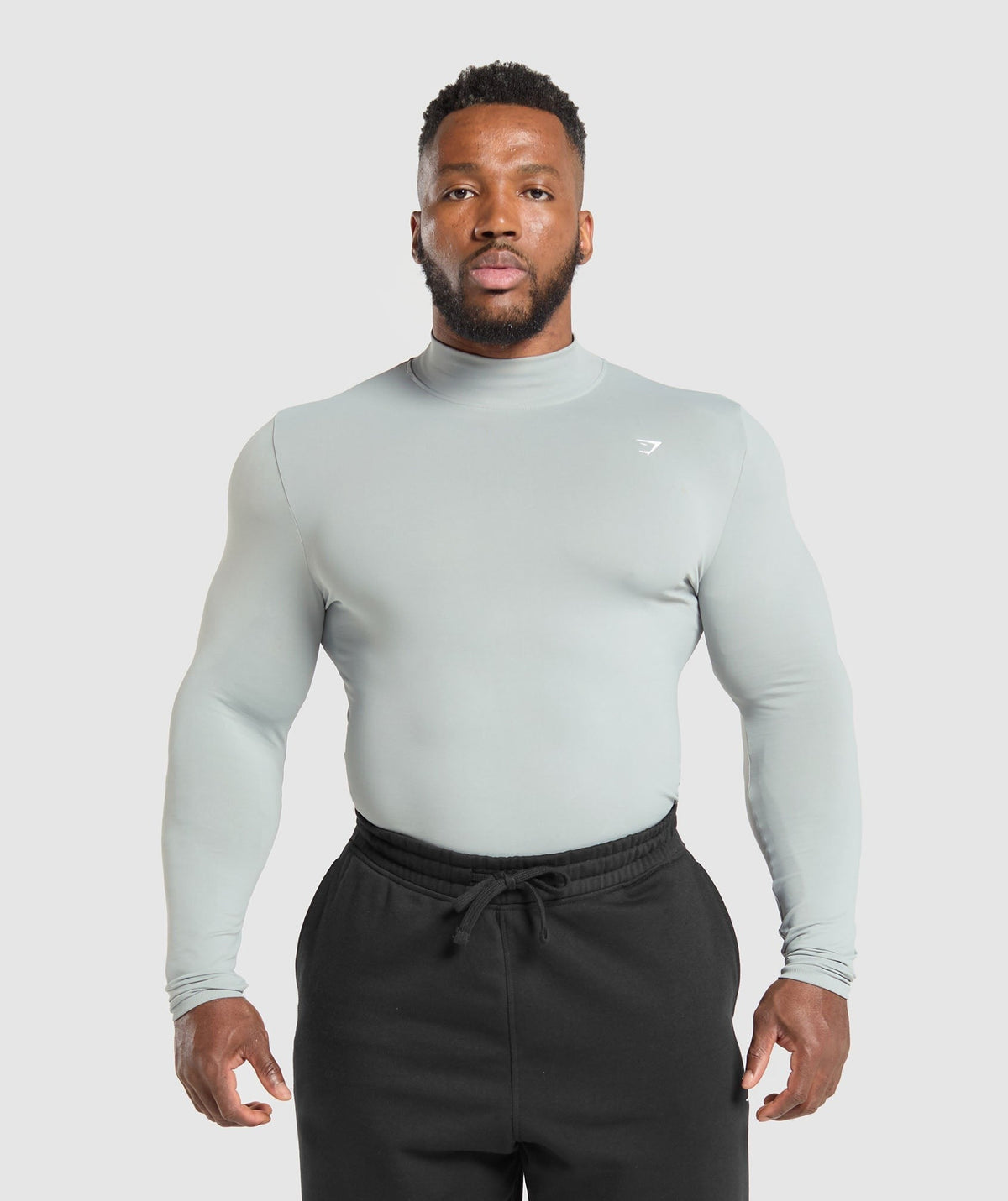 Gymshark Everyday Seamless Mock Long Sleeve Tee - Silver Grey