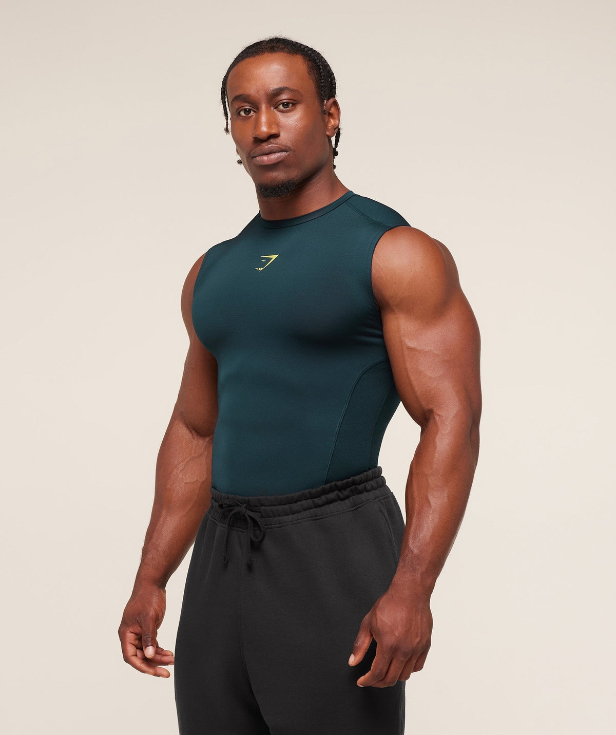 Gymshark Element Baselayer Tank - Deep Petrol Blue/Sorbet Yellow