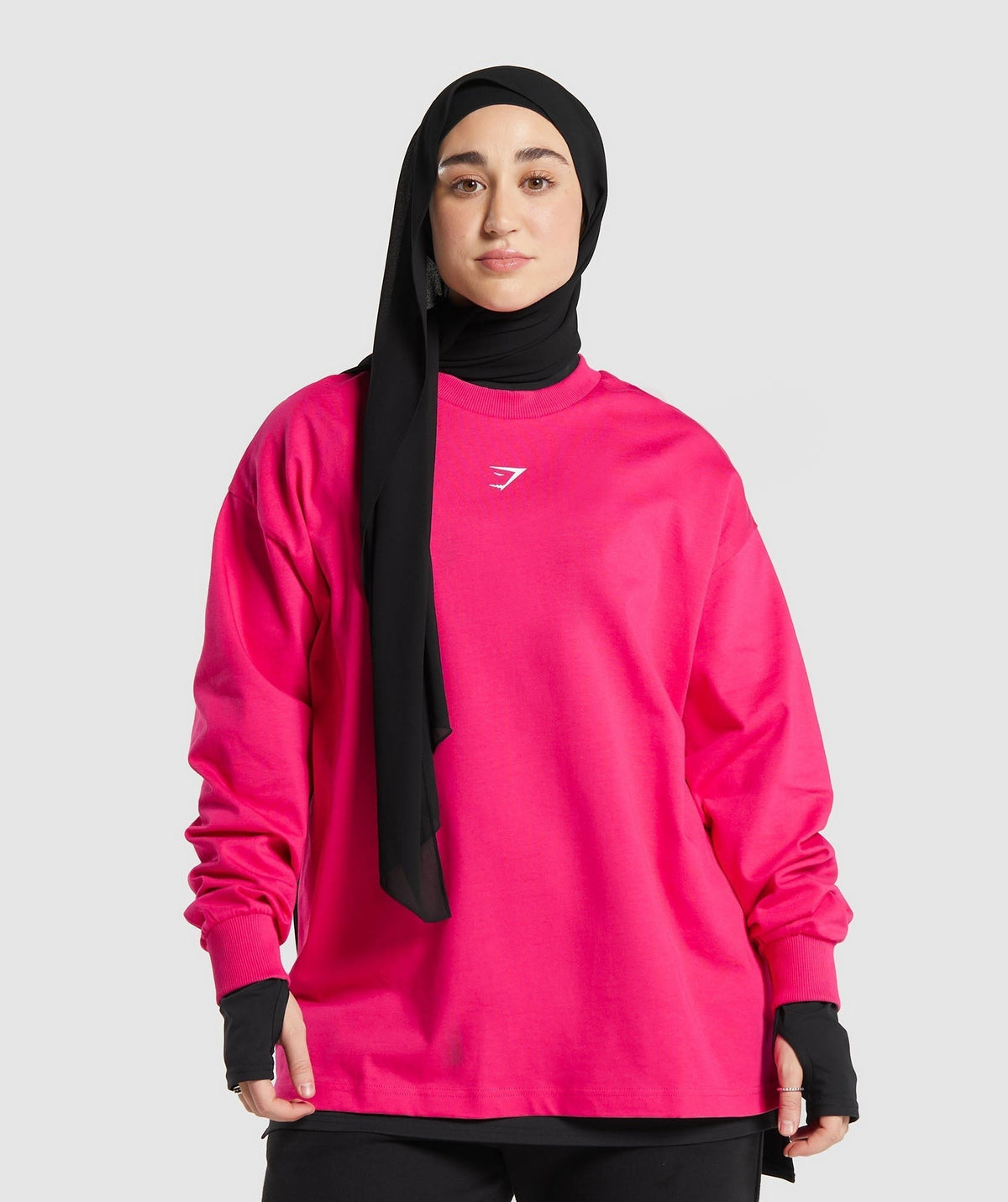 Gymshark X Leana Deeb Graphic Oversized Long Sleeve Top - Impact Pink