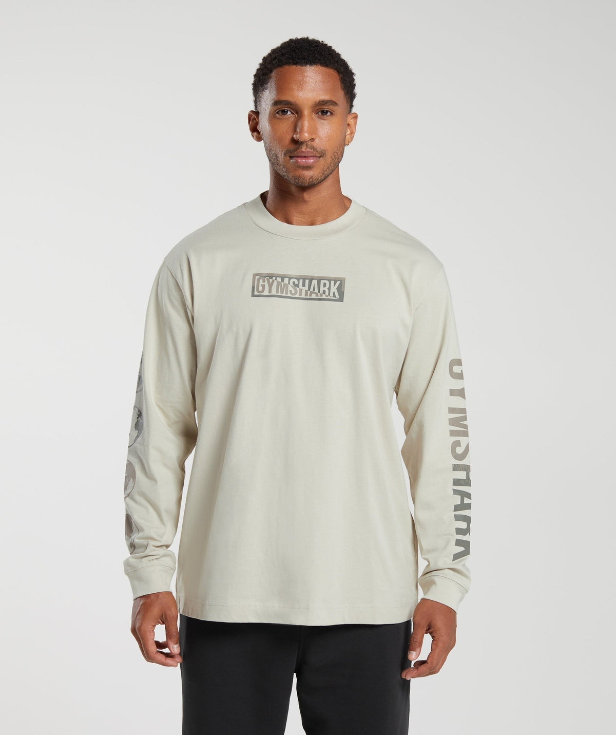 Gymshark Global Graphic Long Sleeve Tee - Pebble Grey