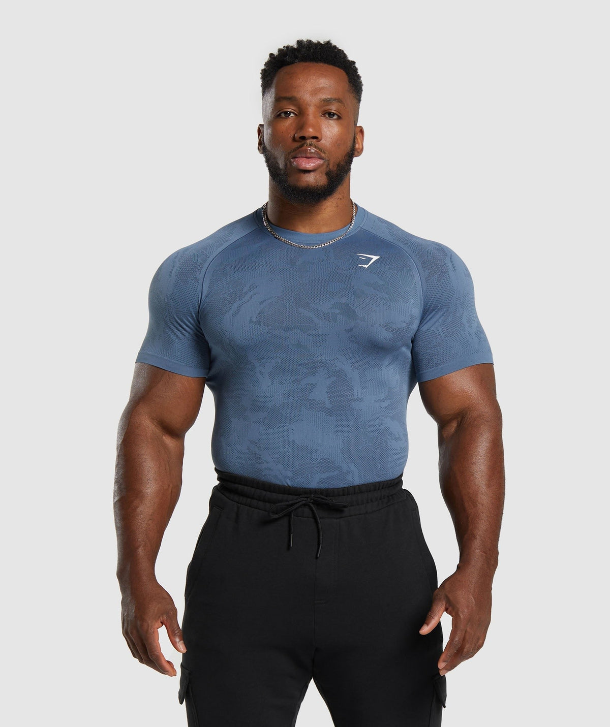 Gymshark Geo Seamless Tee - Faded Blue/Titanium Blue