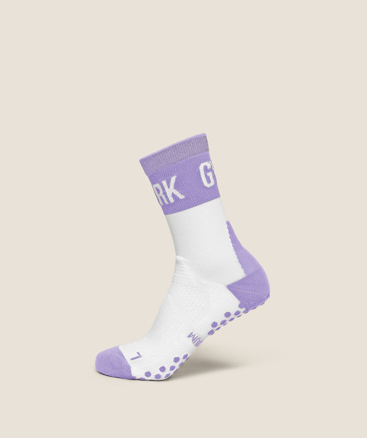 Gymshark Hybrid Training Grip Socks Single - White/Pace Purple