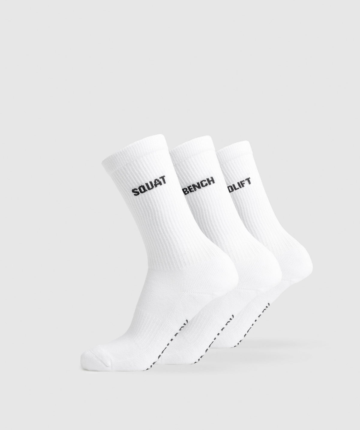 Gymshark GFX Crew Socks 3pk - White/Bench/Squat/Deadlift