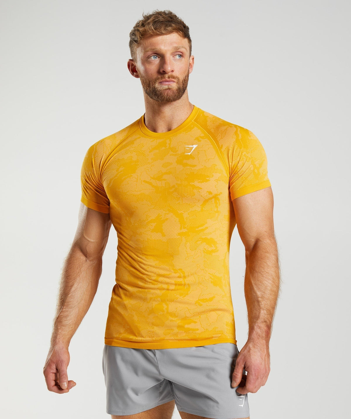 Gymshark Geo Seamless Tee - Sunny Yellow/White