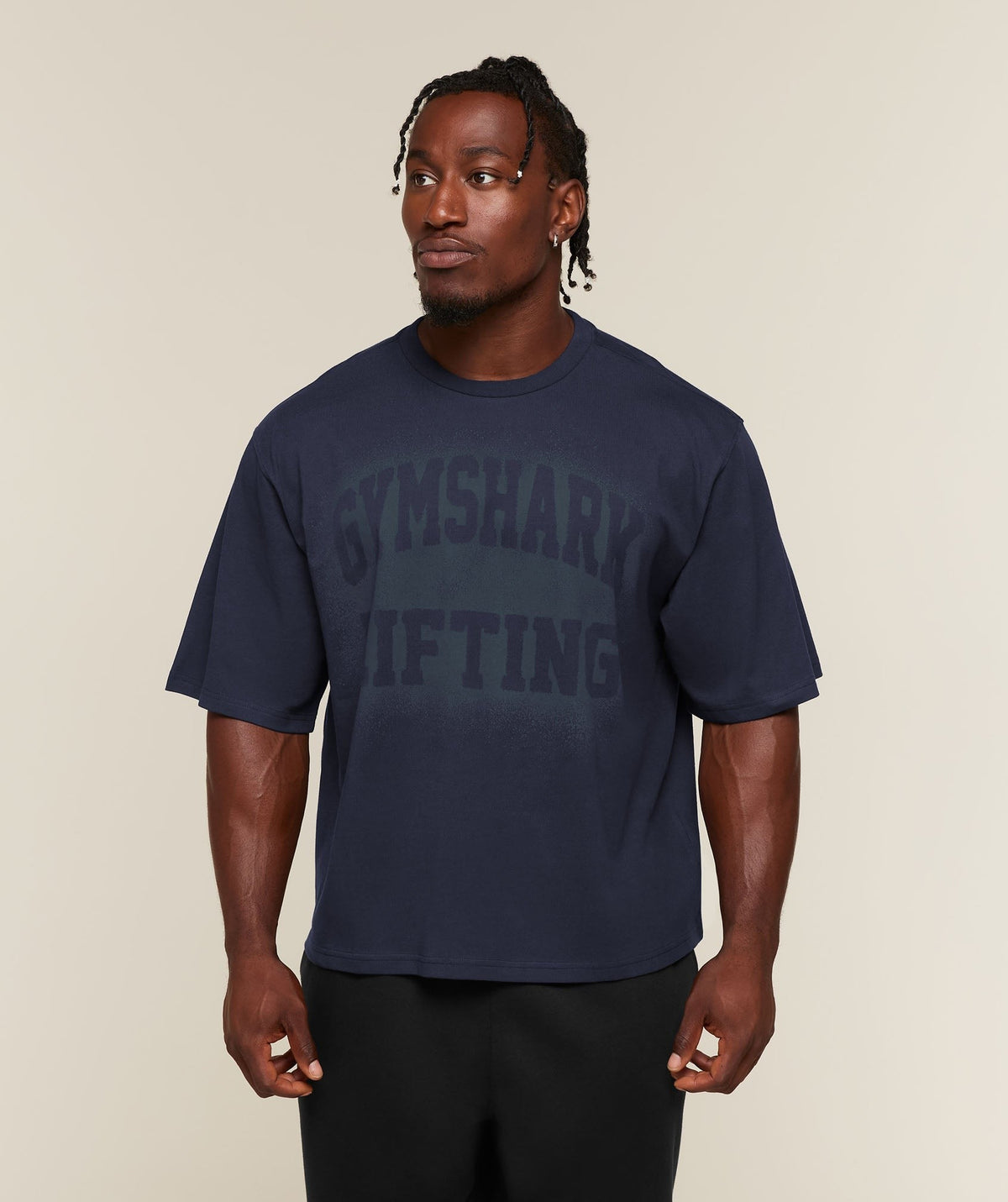Gymshark Faded Lifting Graphic Tee - Heavy Blue
