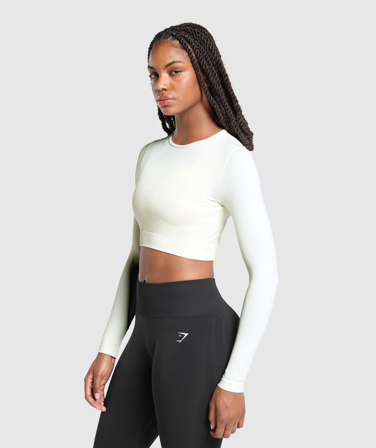 Gymshark Everyday Seamless Long Sleeve Crop Top - Soft White