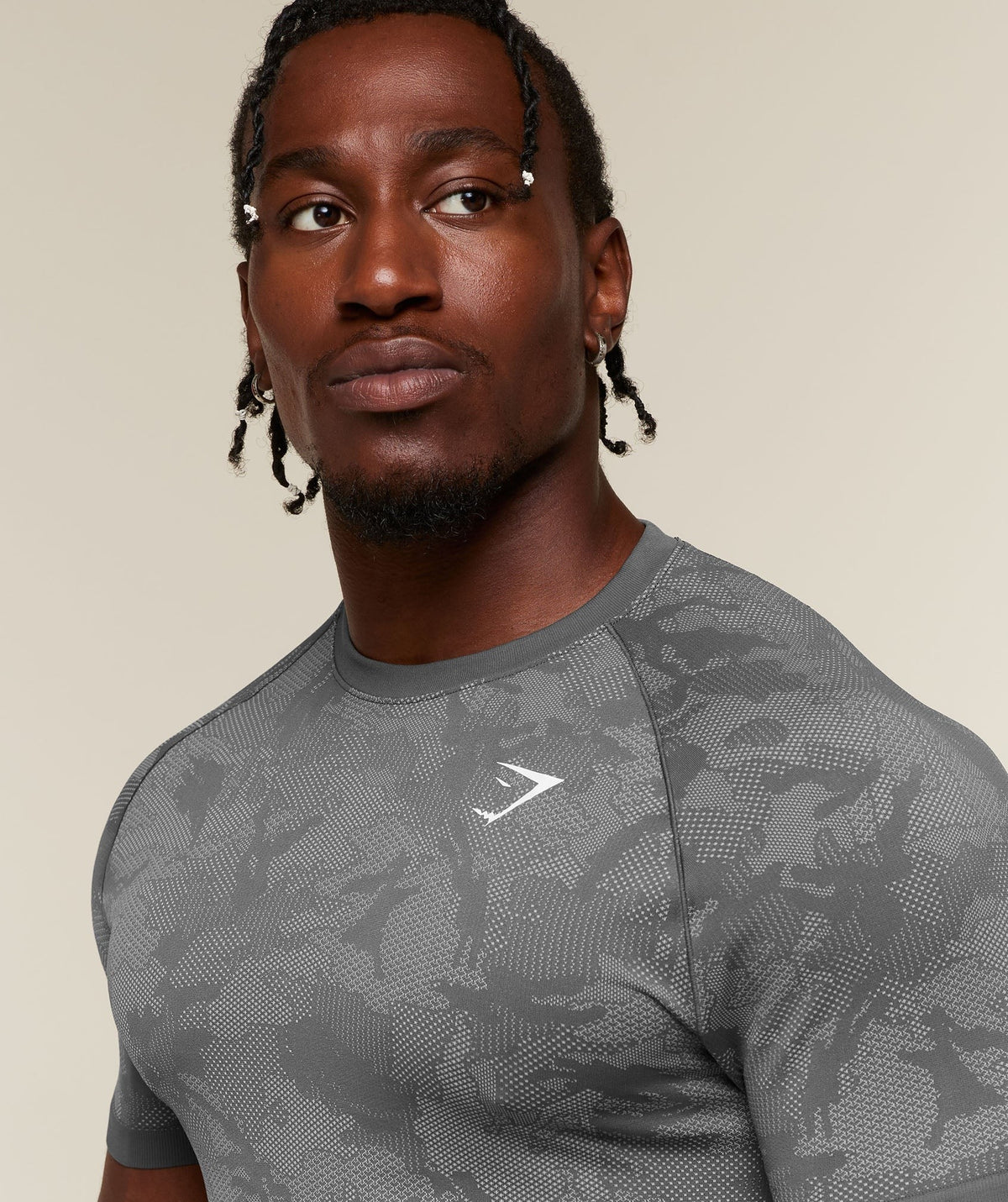Gymshark Geo Seamless Tee - Dark Grey/Mist Grey