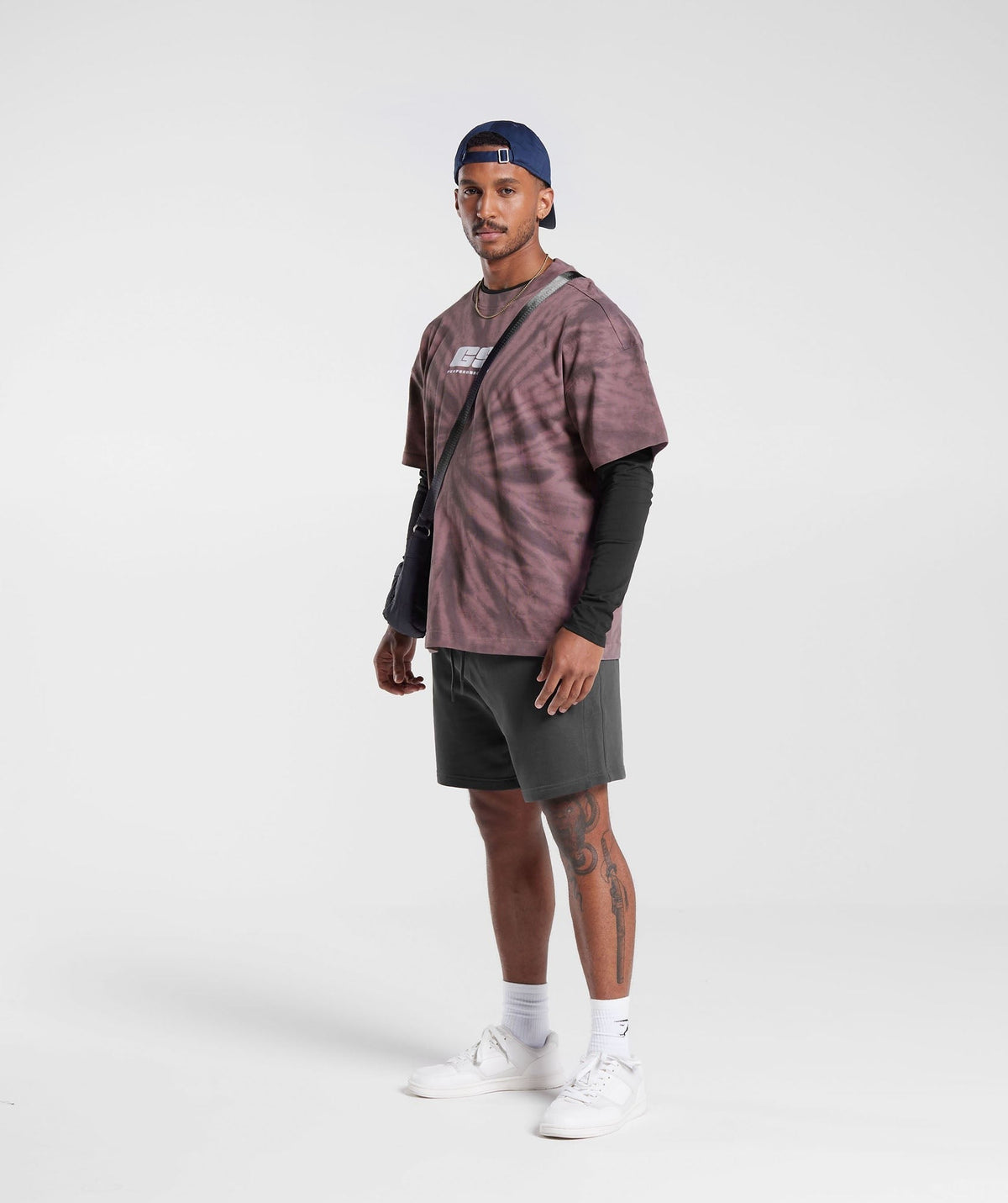 Gymshark Rest Day Tee - Dusty Maroon/Silhouette Grey/Spiral Optic Wash