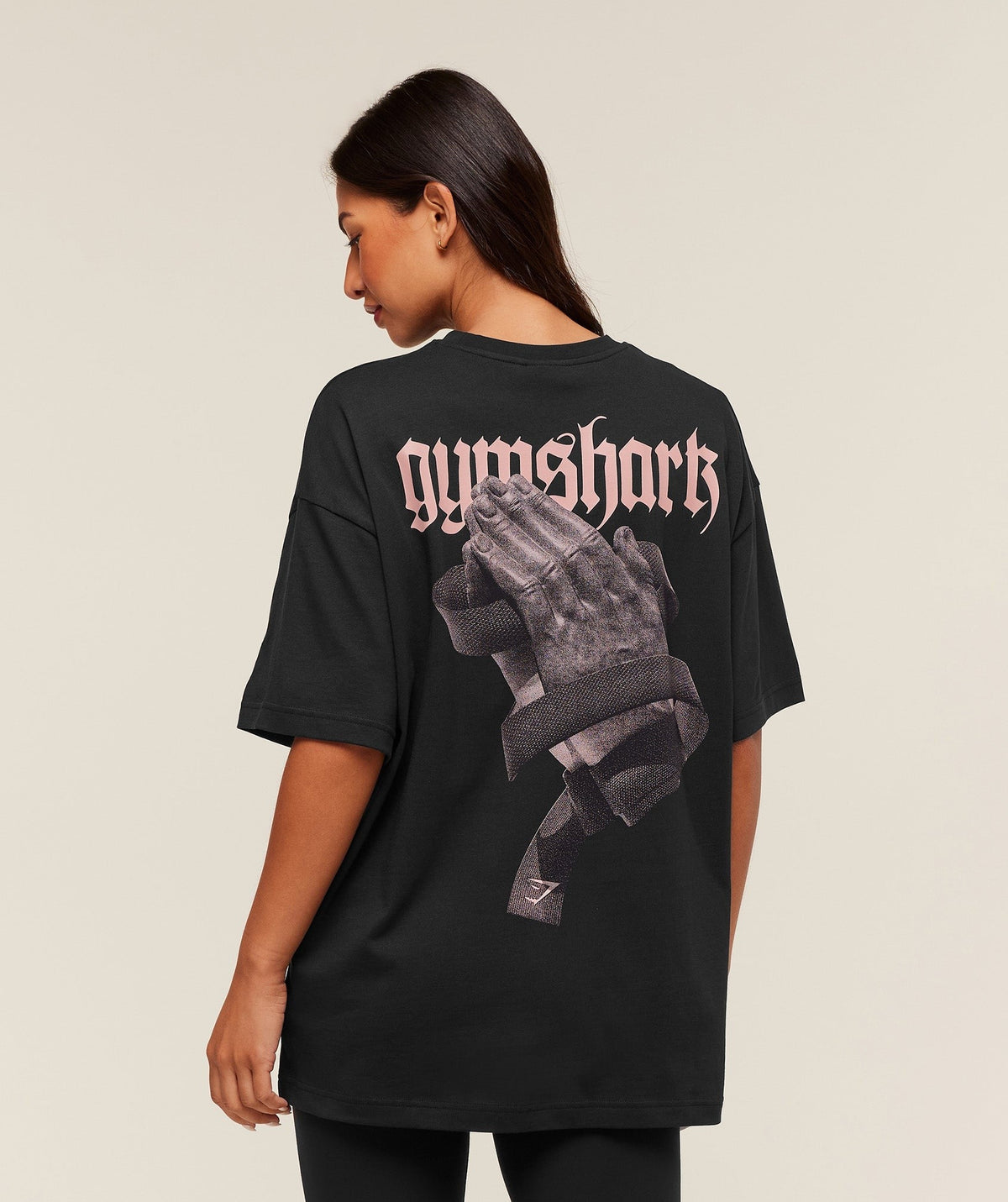 Gymshark Prayer Hands Graphic Oversized Tee - Black