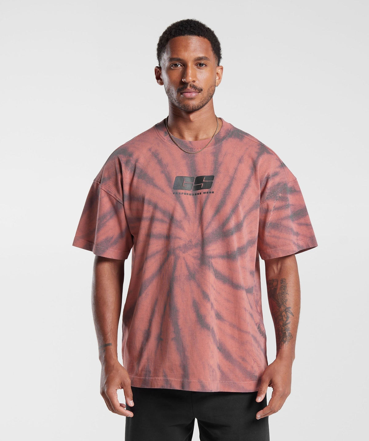 Gymshark Rest Day Tee - Terracotta Pink/Dusty Maroon/Spiral Optic Wash