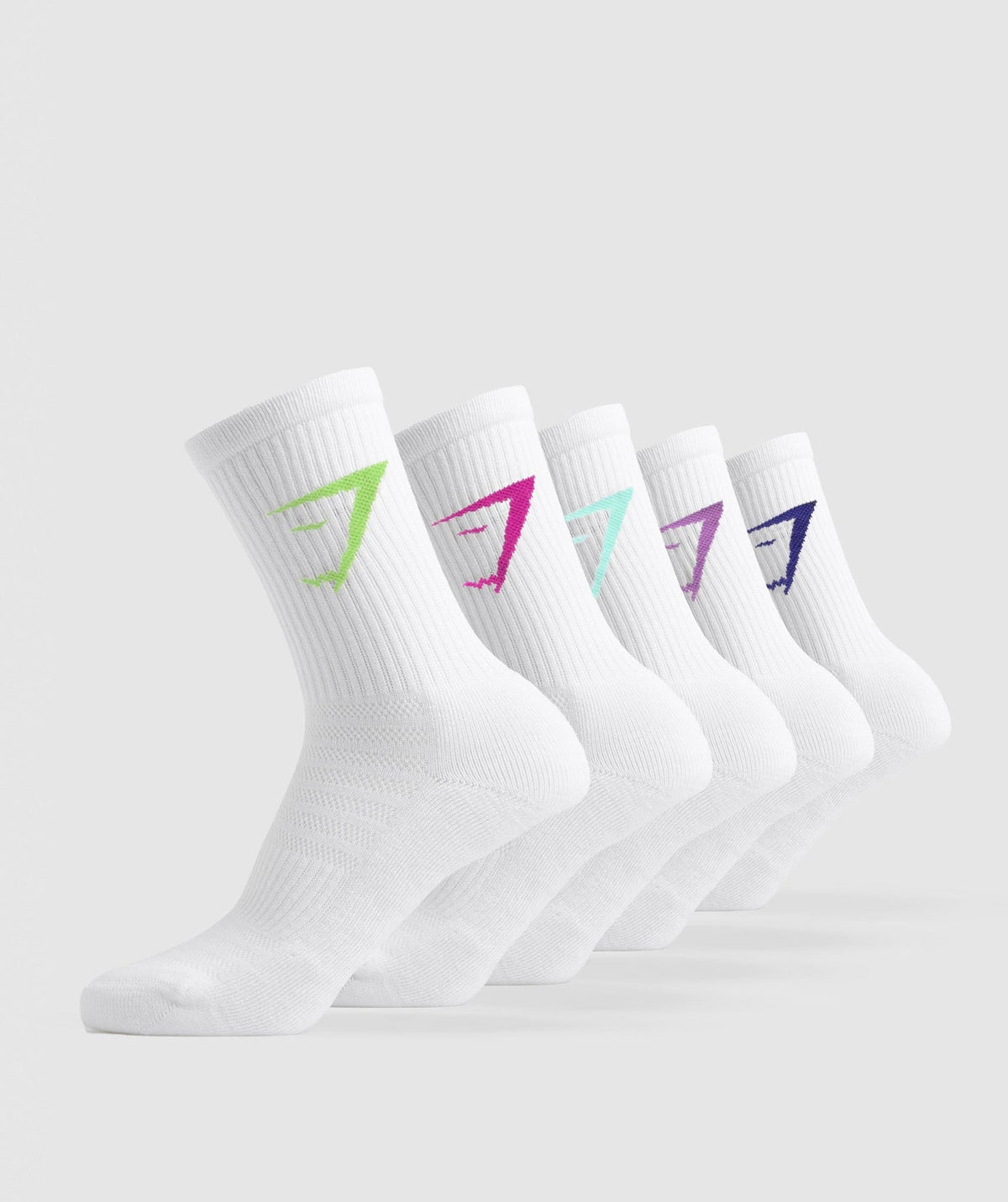 Gymshark Crew Socks 5pk - Active Purple/Cobalt Purple/Energy Gelato Green/Pop Turquoise/Vibrant Pink