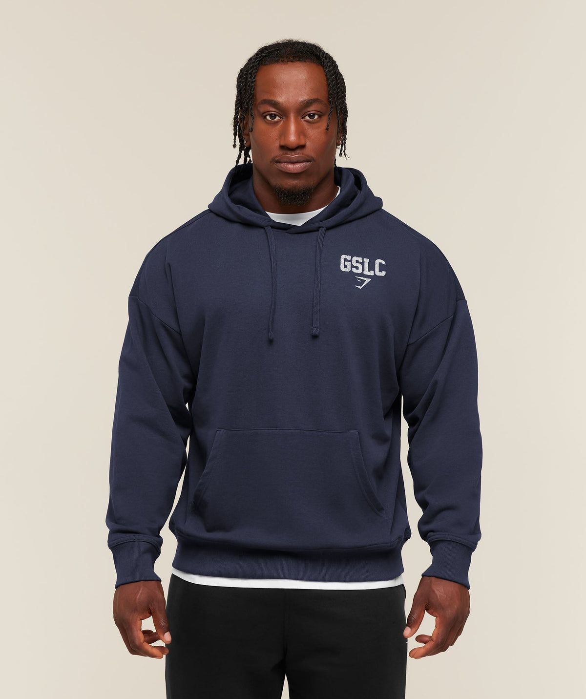 Gymshark Faded Collegiate Graphic Hoodie - Heavy Blue
