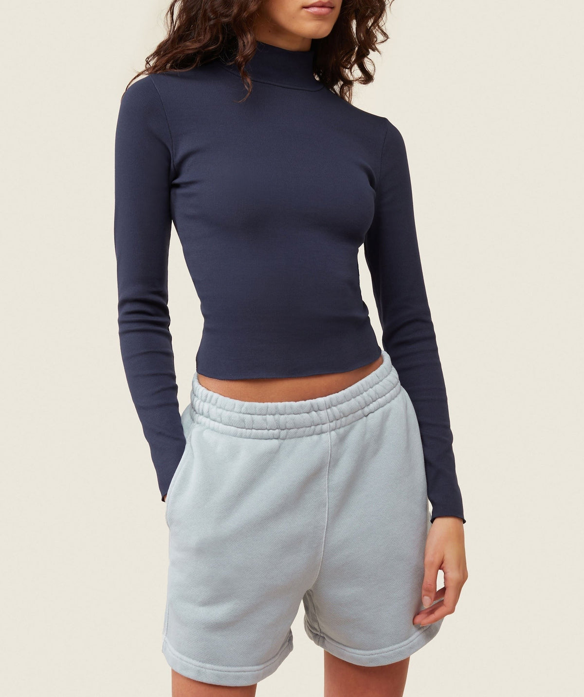 Gymshark Comfort LS Ribbed Turtle Neck - Heavy Blue