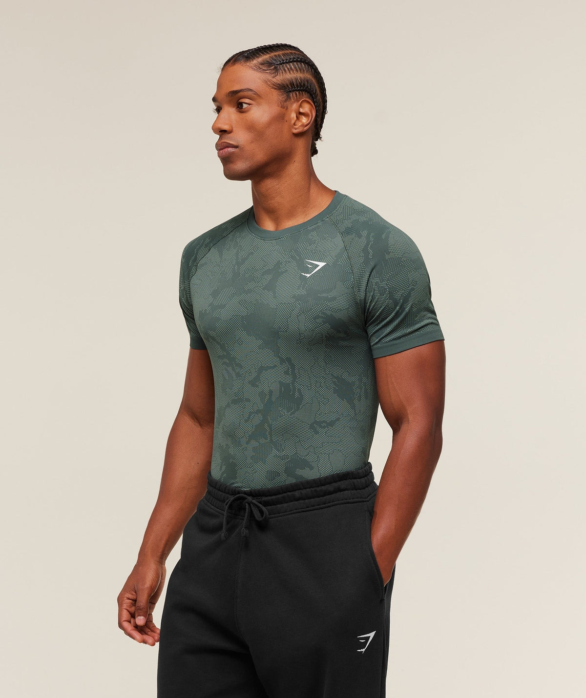 Gymshark Geo Seamless Tee - Slate Teal/Denim Grey