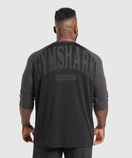 Gymshark 1/3 LS Graphic Tee - Black/Asphalt Grey