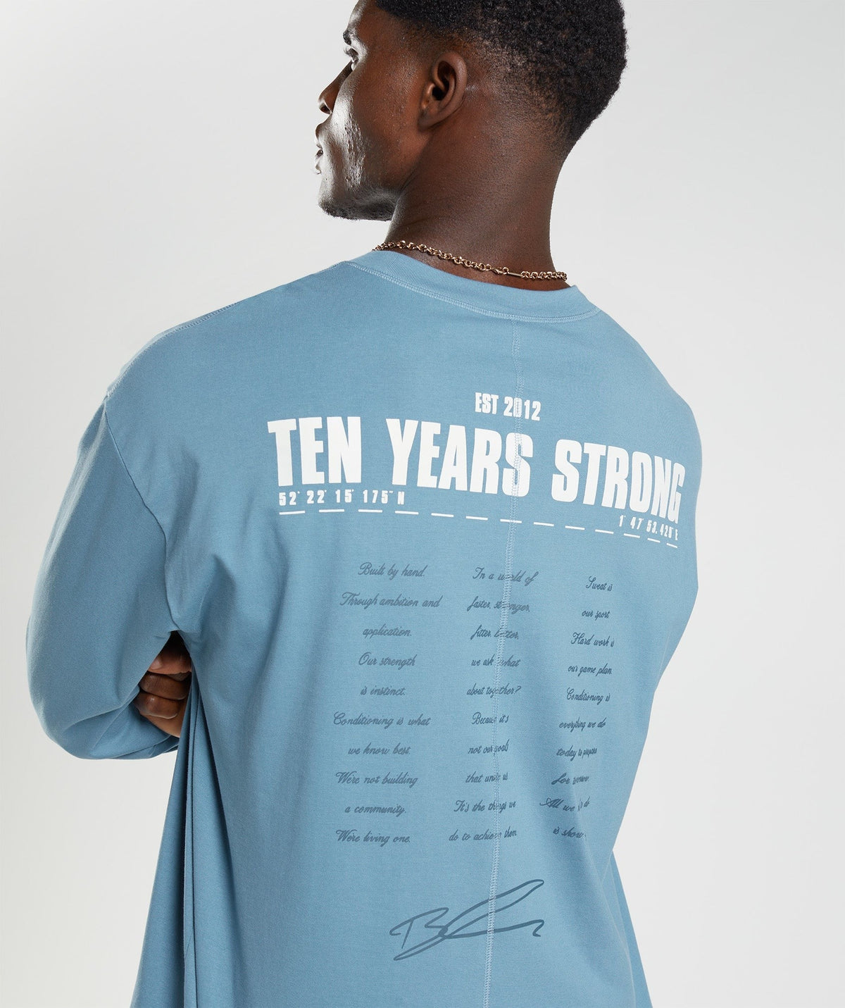 Gymshark GS 10 Year Oversized Long Sleeve Tee - Blue