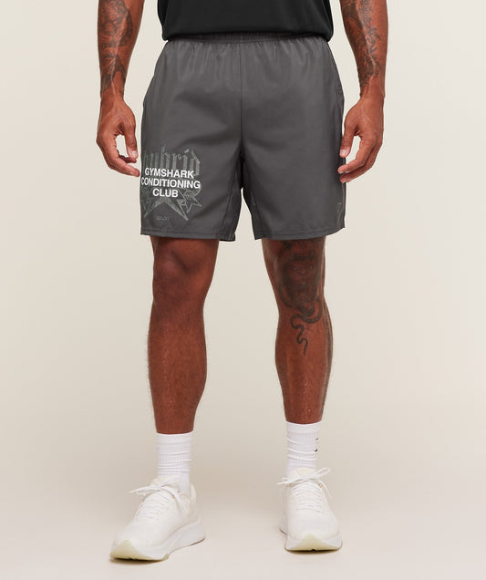 Gymshark Hybrid Graphic 7" Short - Onyx Grey