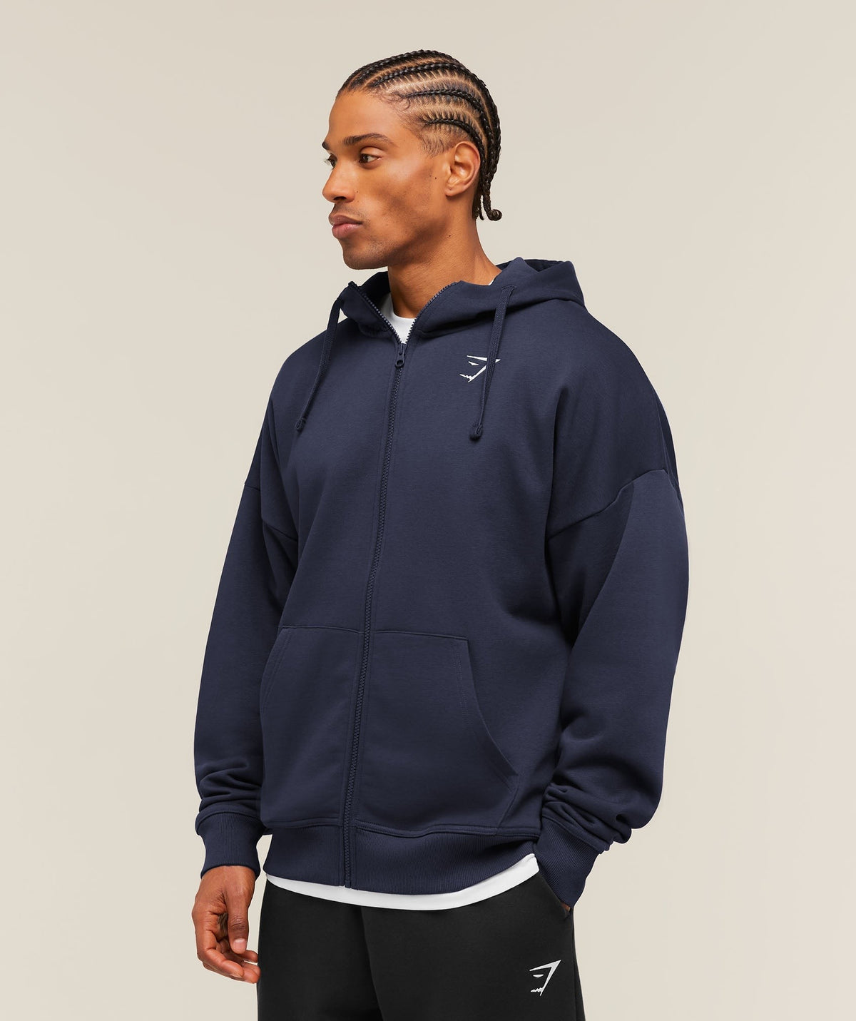 Gymshark Essential Oversized Zip Up Hoodie - Heavy Blue