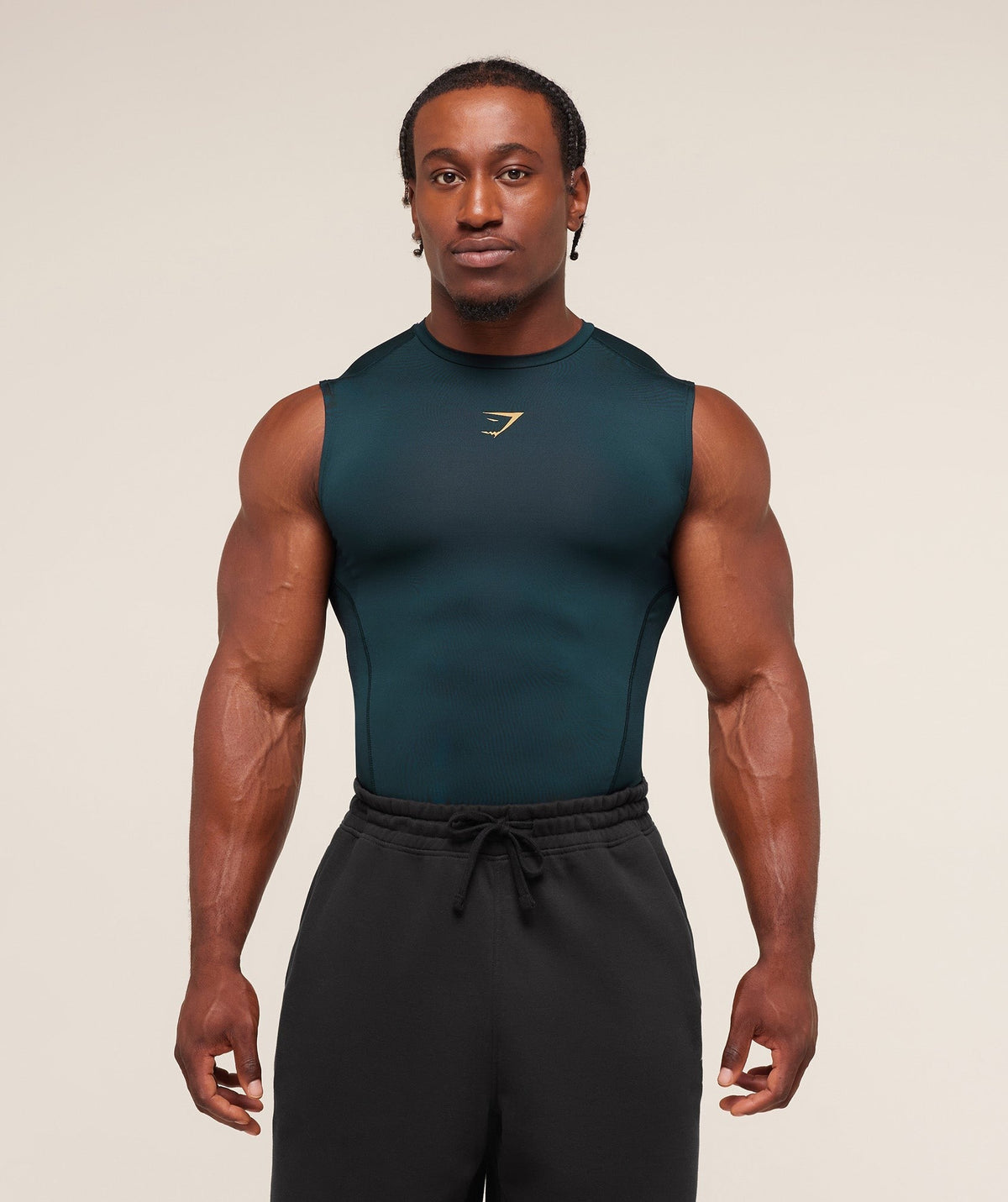 Gymshark Element Baselayer Tank - Deep Petrol Blue/Sorbet Yellow